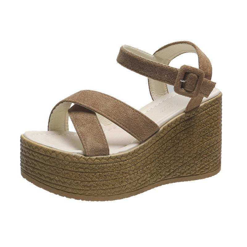 Orthopedic Balance Cross Strap Espadrille Platform Wedge Sandals