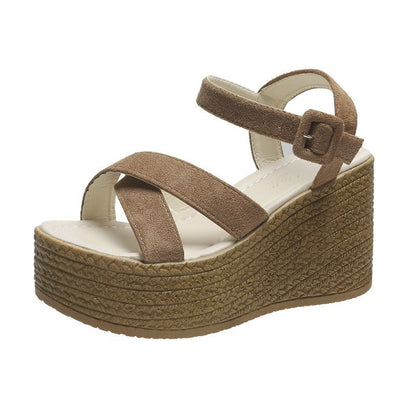 Orthopedic Balance Cross Strap Espadrille Platform Wedge Sandals