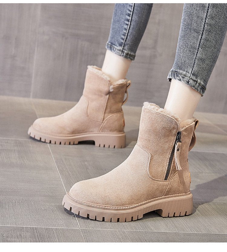 Renee | Side-Zip Fur Suede Chunky Winter Boots
