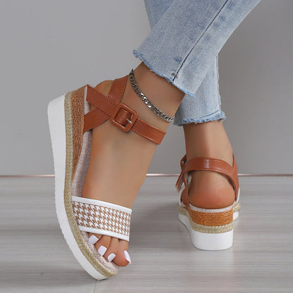 Orthopedic Balance Houndstooth Print Sandals - Summer Elegance