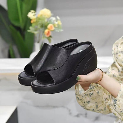 Tularee | Women’s Orthopedic Peep Toe Platform Wedge Slide Sandals