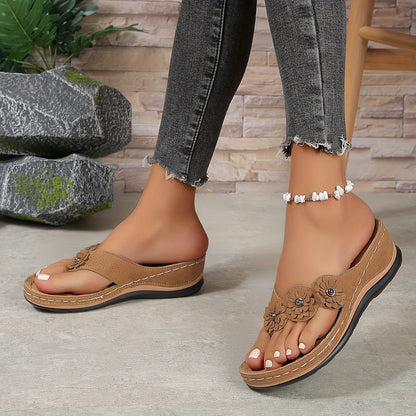 Gada | Women’s Orthopedic Floral Embellished Wedge Sandals