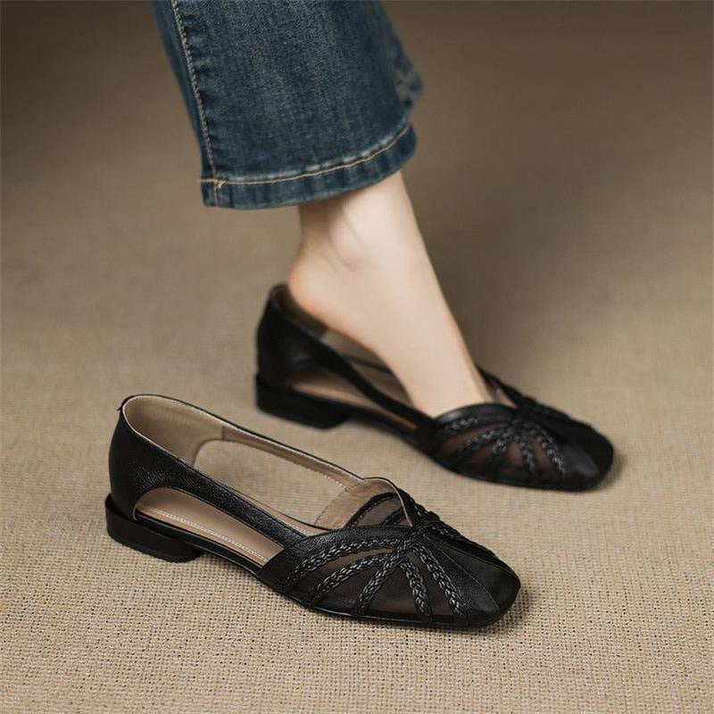 Orthopedic Balance Pointed Toe Woven Slingback Flat Sandals