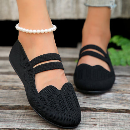 Orthopedic Balance Women’s Knit Mary Jane Flats – Breathable Lightweight Comfort Shoes