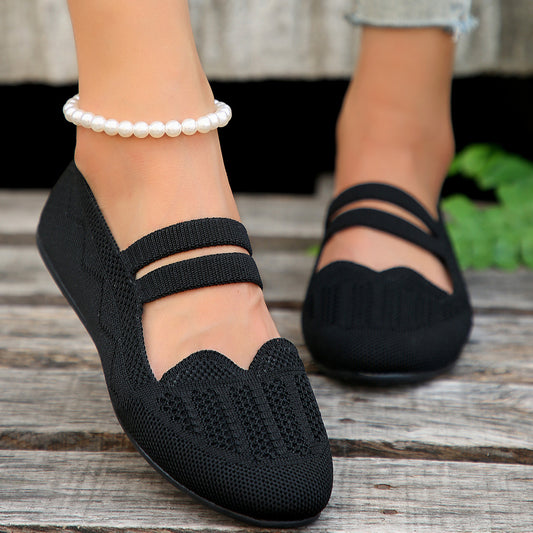 Orthopedic Balance Women’s Knit Mary Jane Flats – Breathable Lightweight Comfort Shoes