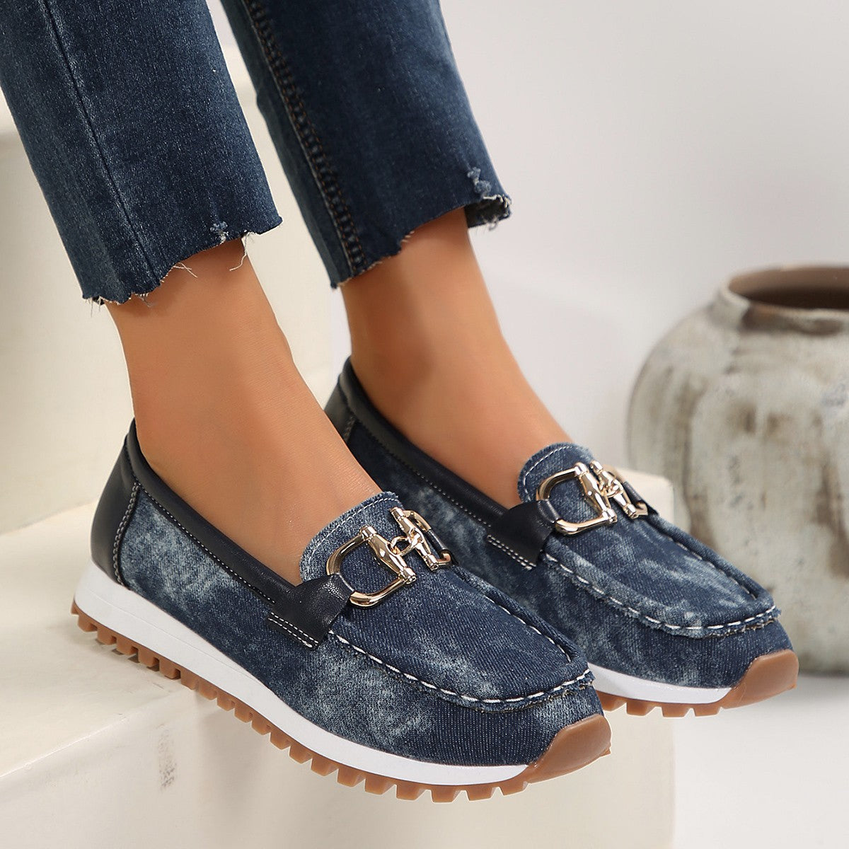 Orthopedic Balance Denim Comfort Loafers – Lightweight Slip-On Casual Walking Shoes