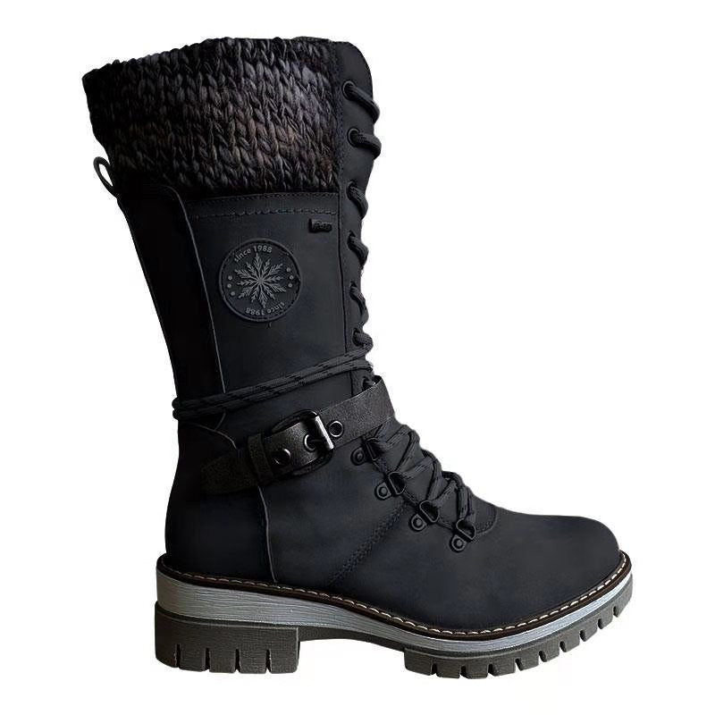 Makoto | Knit-Cuff Lace-Up Orthopedic Winter Boots