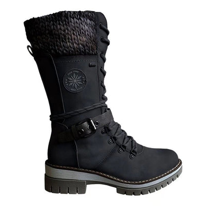 Makoto | Knit-Cuff Lace-Up Orthopedic Winter Boots
