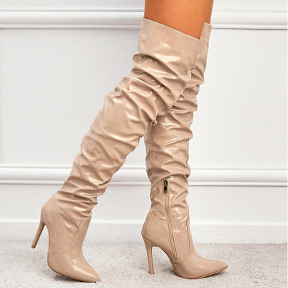 Melody | LuxeStride Orthopedic Patent Over-the-Knee Boots