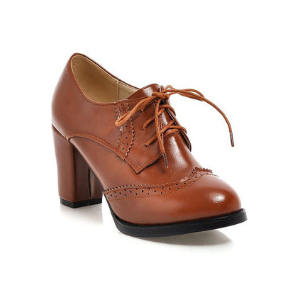 Orthopedic Balance Vintage Lace-Up Block Heel Oxford Pumps