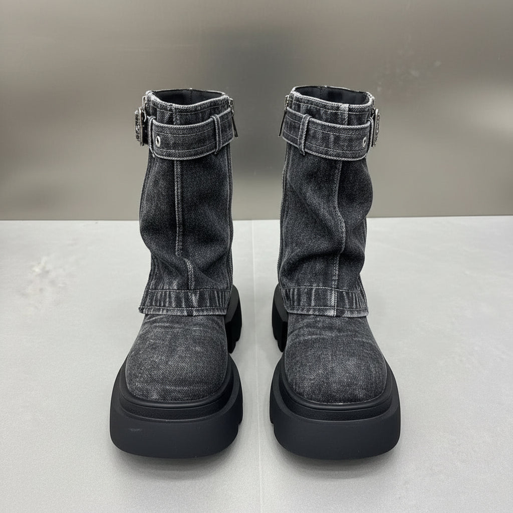 Lara | Denim Combat Boots