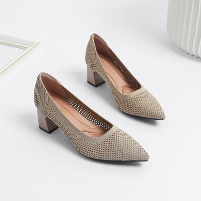 Quincy | Women’s Orthopedic Woven Pointed Toe Block Heel Pumps