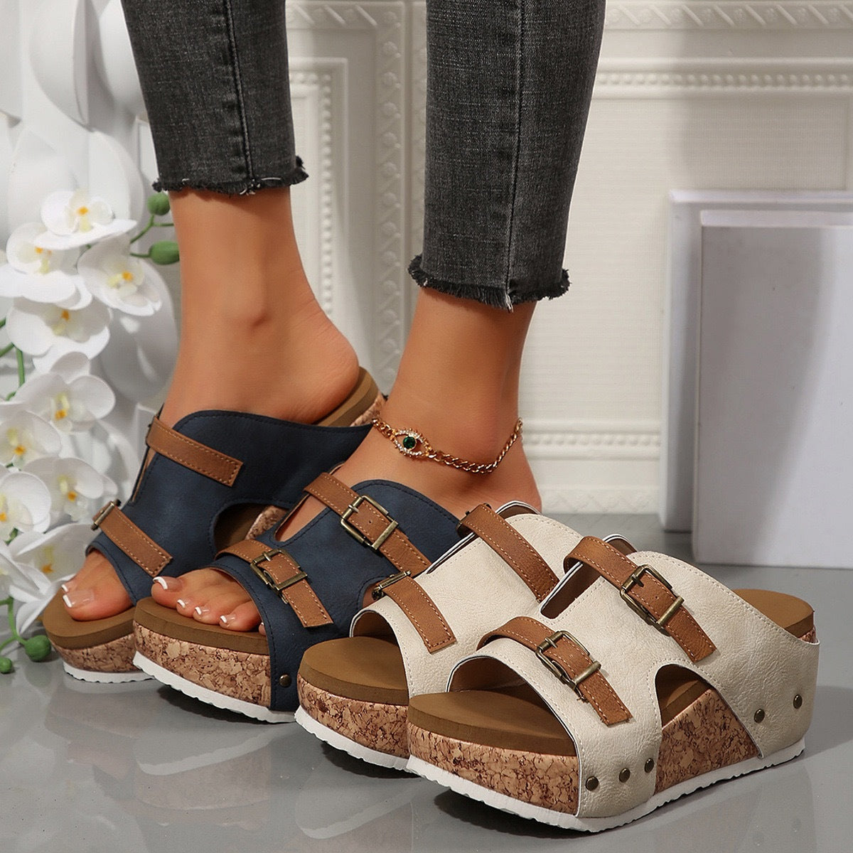 Orthopedic Balance Ins Buckle Chunky Heel Sandals - Unique Summer Elegance