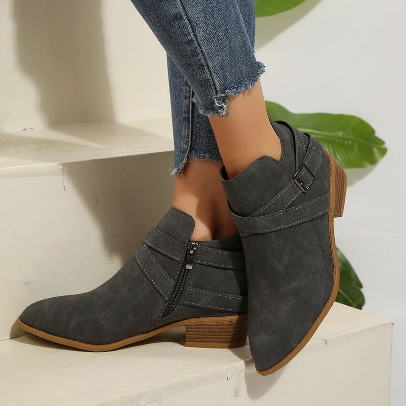 Orthopedic Balance Ankle Boots - Chunky Heel Leather Comfort