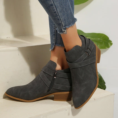 Orthopedic Balance Ankle Boots - Chunky Heel Leather Comfort