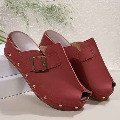 Romilly | Women’s Orthopedic Buckle Platform Clog Mules