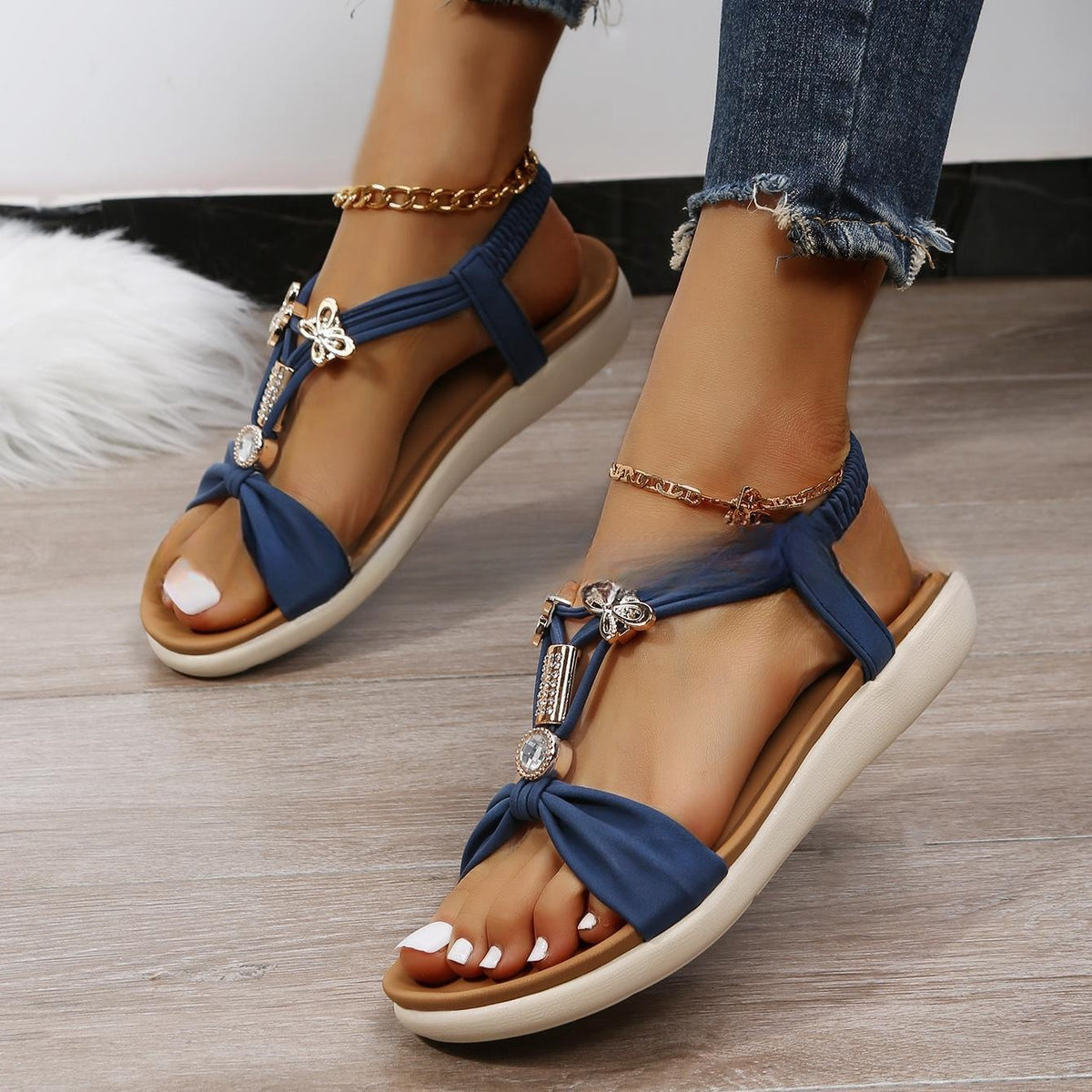 Orthopedic Balance Jewel Accent Comfort Sandals