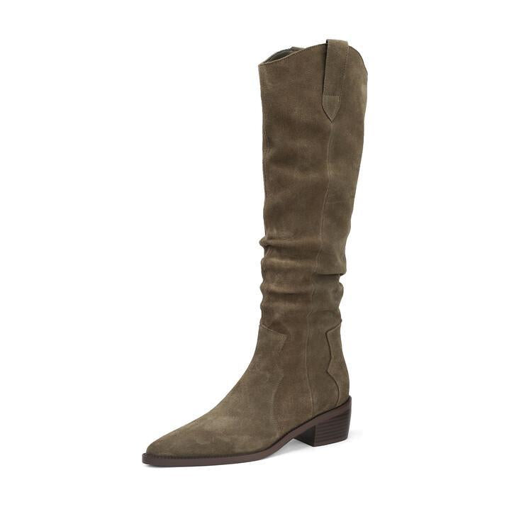 Mahine | Slouch Suede Knee-High Block-Heel Boots