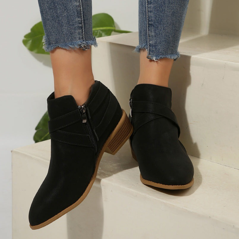 Orthopedic Balance Ankle Boots - Chunky Heel Leather Comfort
