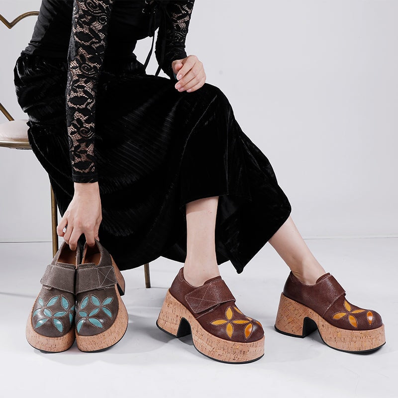 Mila | Women’s Retro Chunky Heel Leather Clogs with Orthopedic Support