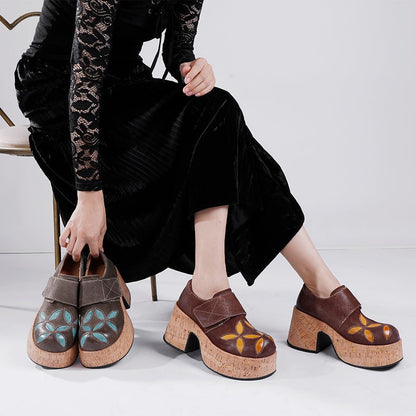 Mila | Women’s Retro Chunky Heel Leather Clogs with Orthopedic Support