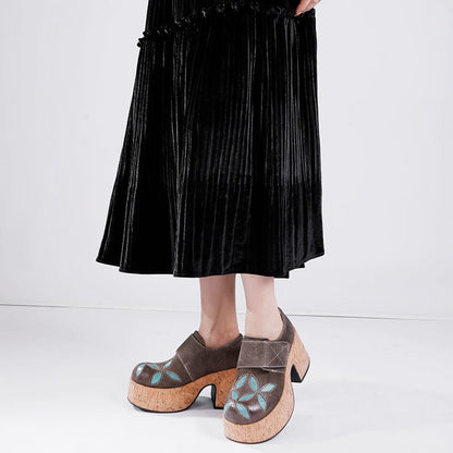 Mila | Women’s Retro Chunky Heel Leather Clogs with Orthopedic Support