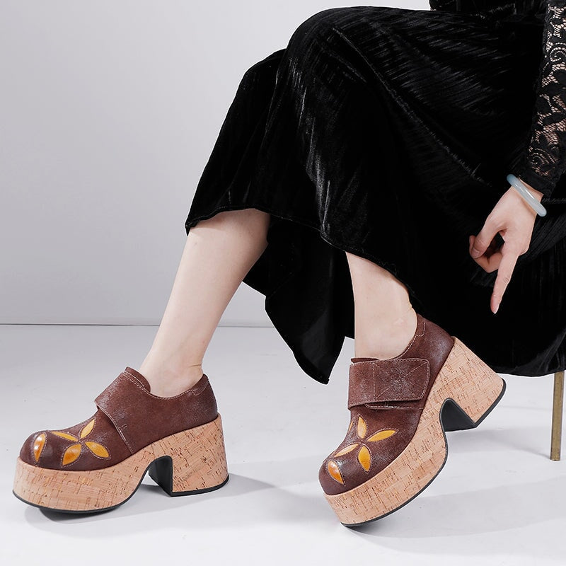 Mila | Women’s Retro Chunky Heel Leather Clogs with Orthopedic Support