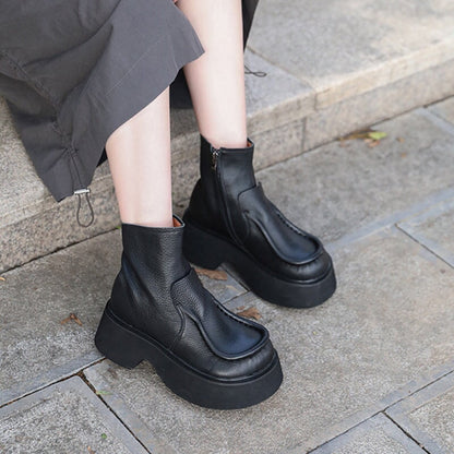 Khloe | Vintage Leather Orthopedic Platform Ankle Boots