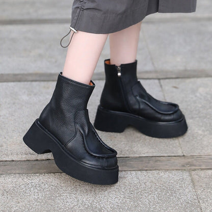 Khloe | Vintage Leather Orthopedic Platform Ankle Boots