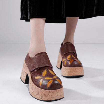 Mila | Women’s Retro Chunky Heel Leather Clogs with Orthopedic Support