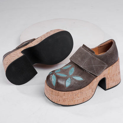 Mila | Women’s Retro Chunky Heel Leather Clogs with Orthopedic Support