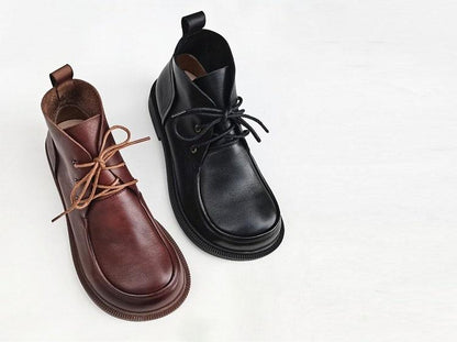 Fawn | Classic Leather Orthopedic Lace-Up Ankle Boots