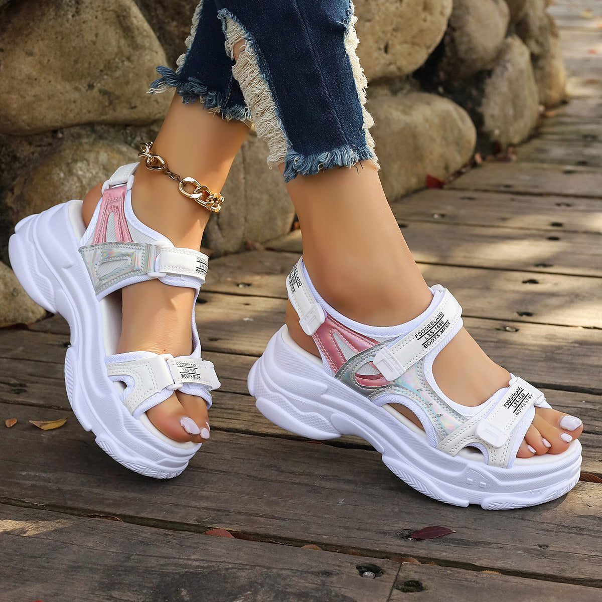 Orthopedic Balance Chunky Platform Sport Sandals With Adjustable Straps