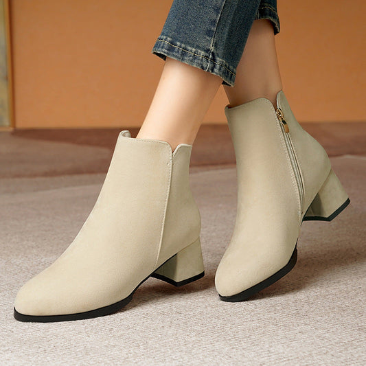 Orthopedic Balance Suede Boots - Pointed Toe, Side Zipper