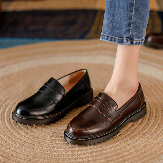 Orthopedic Balance Leather Loafers - Round Toe Low Heel