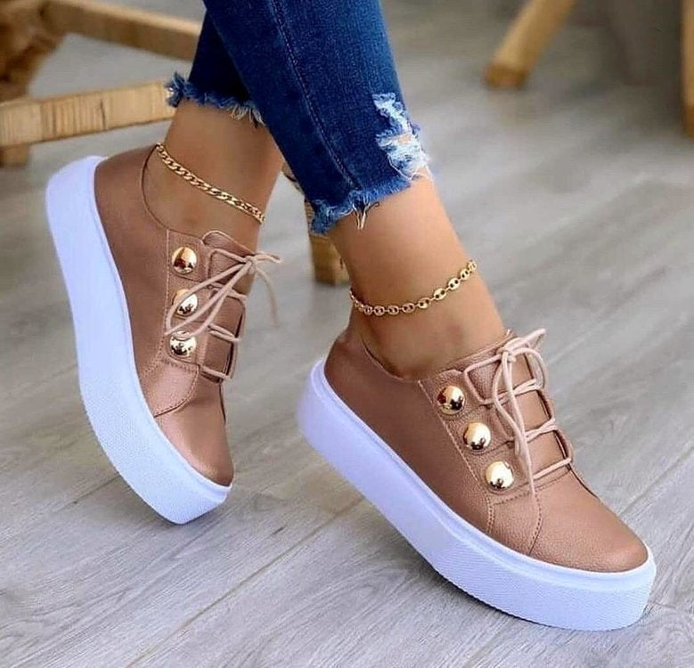Abby | Lace-up Flats Sneakers Women Rivet Casual Shoes