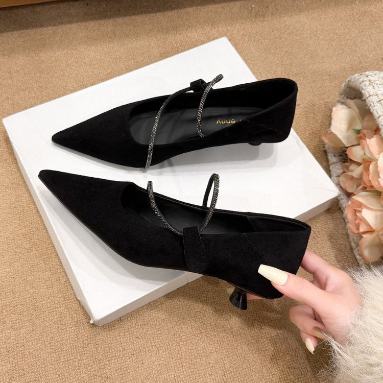 Orthopedic Balance | Pointed Toe Strap Block Heel Pumps
