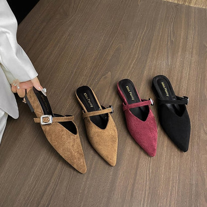 Orthopedic Balance | Pointed Toe Buckle Strap Slingback Flats