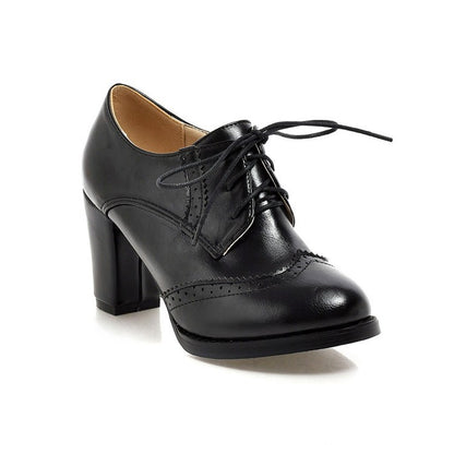 Orthopedic Balance Vintage Lace-Up Block Heel Oxford Pumps