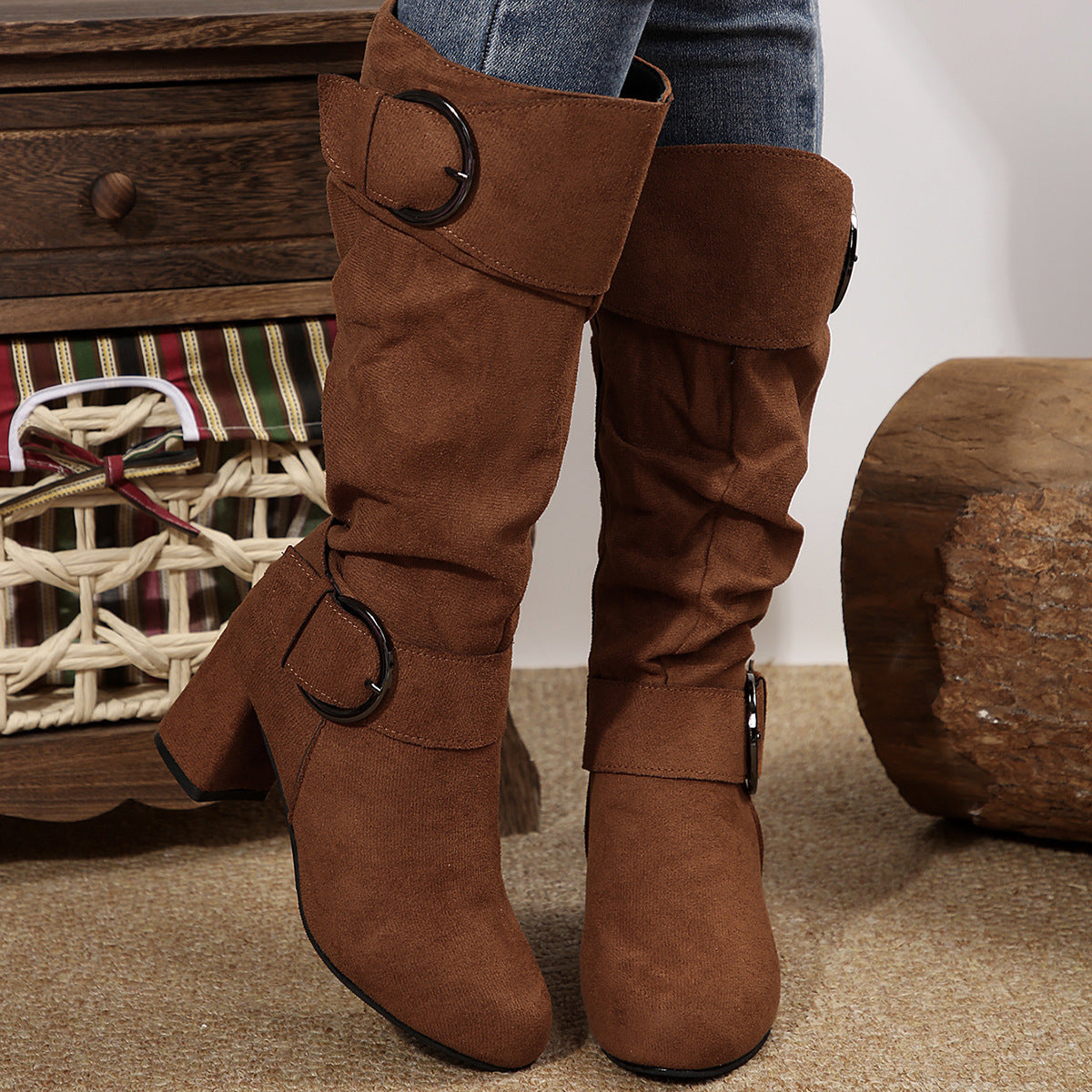 Orthopedic Balance Beltbuckle Boots - Chunky Heel Comfort