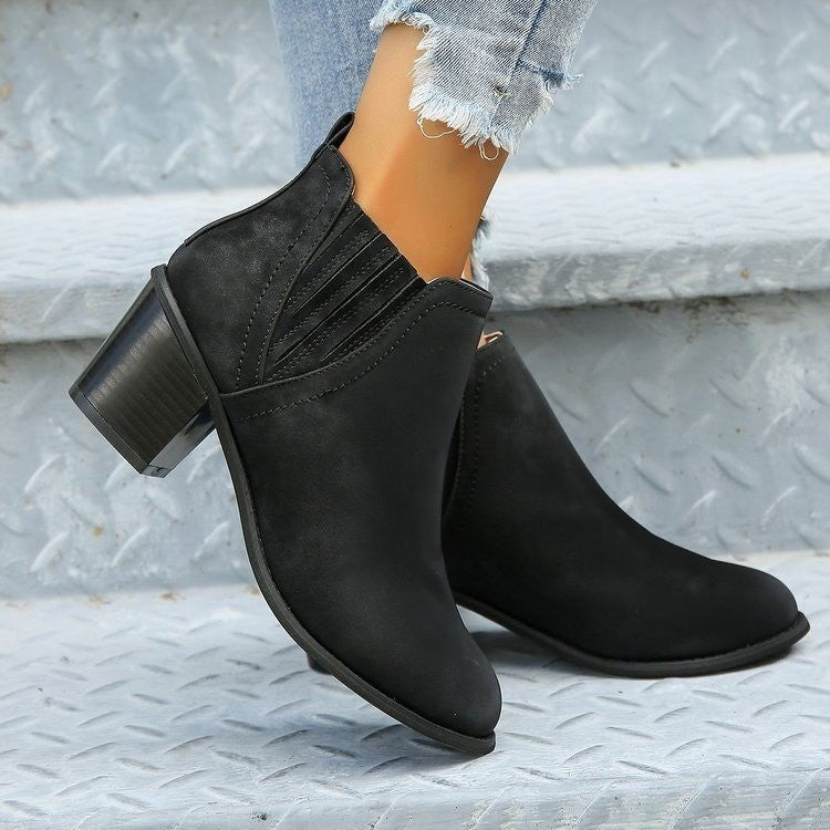 Orthopedic Balance Ankle Boots - Thick Heel Slip-On Comfort