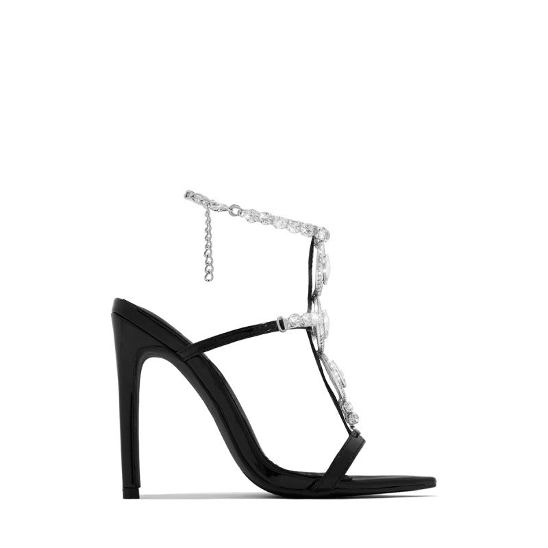 Orthopedic Balance Gold Rhinestone Stiletto Sandals - Unique Elegance