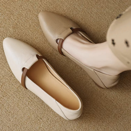 Orthopedic Balance Elegant Leather Strap Flats – Minimalist Comfort Everyday Shoes