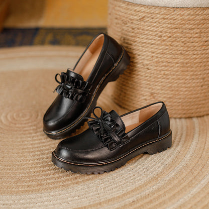 Orthopedic Balance Leather Loafers - Chunky Heel Comfort