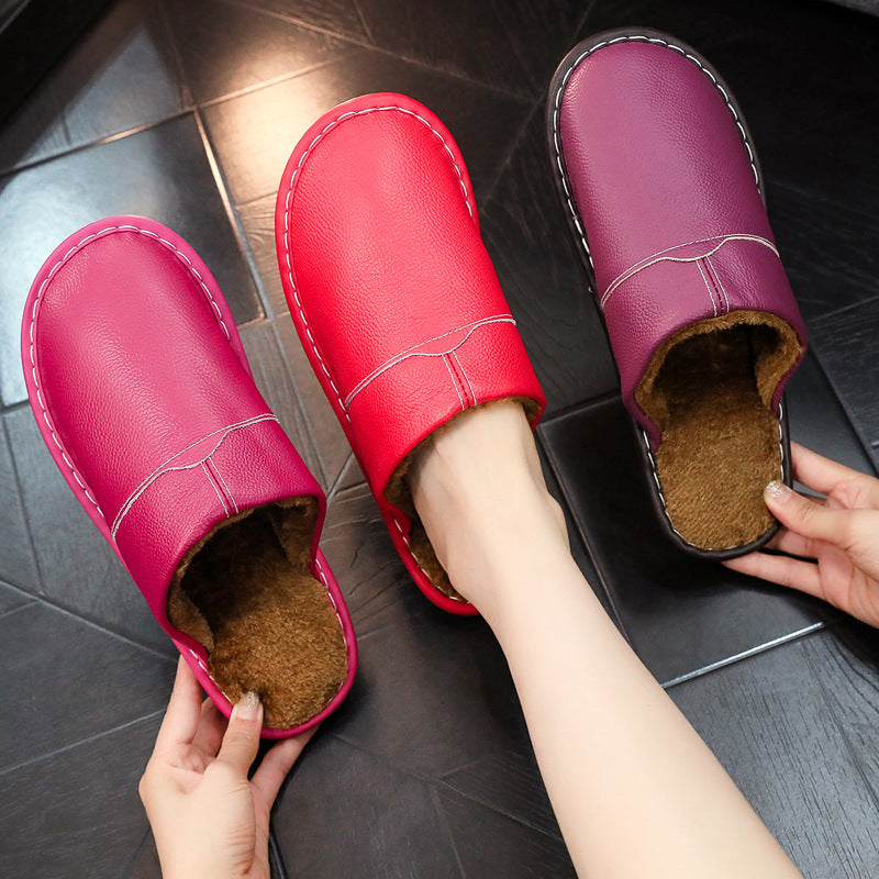 Orthopedic Balance Non-Slip Winter Leather Slippers For Indoor Use