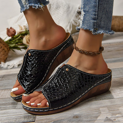 Orthopedic Balance Crocodile Heeled Sandals For A Stylish And Unique Summer
