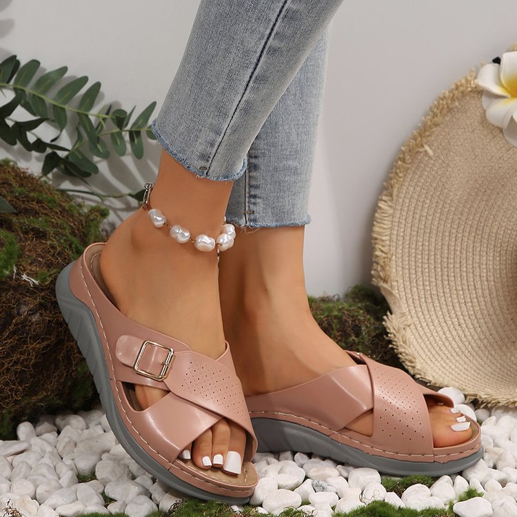 Orthopedic Balance Woven Comfort Wedge Sandals