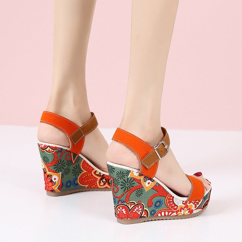 Orthopedic Balance Floral Embroidered High Heel Sandals - Unique Elegance