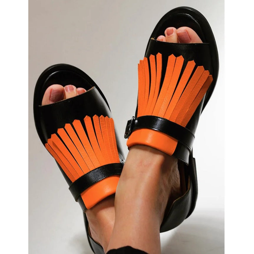 Phaeline | Women’s Orthopedic Fringe Accent Comfort Sandals