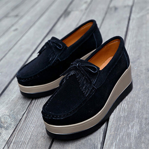 Orthopedic Balance Shoes With Fringe Bow Design - Comfort And Elegance